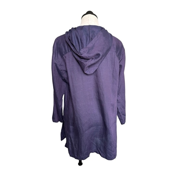 Lafayette 148 100% Linen Hooded Button Front Shacket Pockets Purple Size 10 - Picture 3 of 11